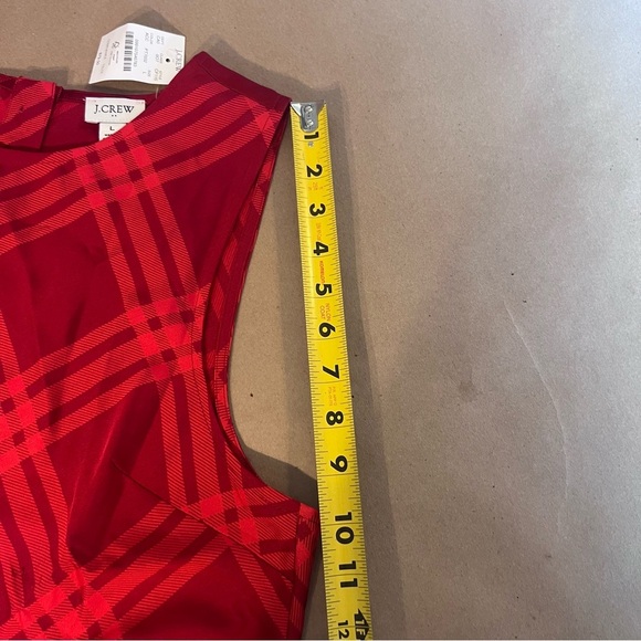 NWT! J Crew Red Sleeveless Back Button plaid Breezy Top Women’s Size L - Picture 7 of 9